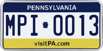 PA license plate MPI0013