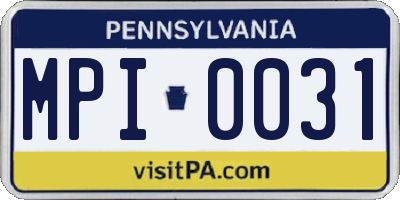 PA license plate MPI0031