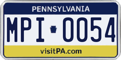 PA license plate MPI0054