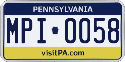 PA license plate MPI0058