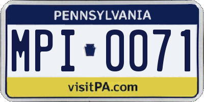 PA license plate MPI0071