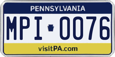 PA license plate MPI0076
