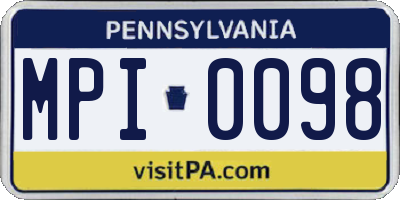 PA license plate MPI0098
