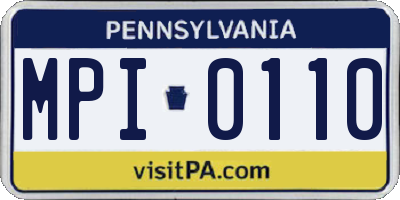 PA license plate MPI0110