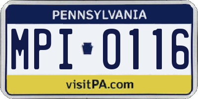 PA license plate MPI0116