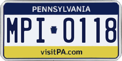 PA license plate MPI0118