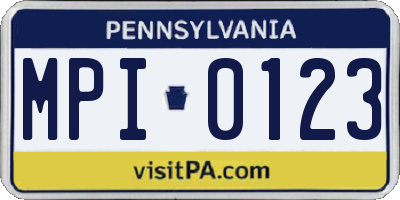 PA license plate MPI0123