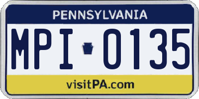PA license plate MPI0135