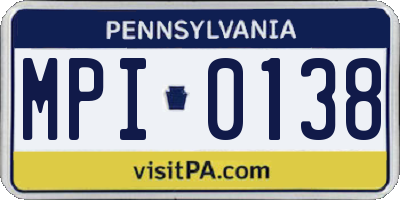 PA license plate MPI0138