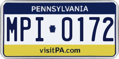 PA license plate MPI0172