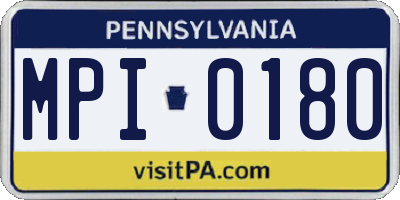 PA license plate MPI0180