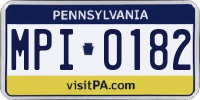 PA license plate MPI0182