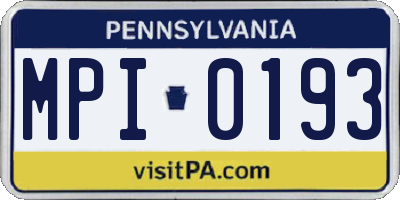 PA license plate MPI0193