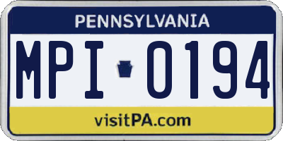 PA license plate MPI0194
