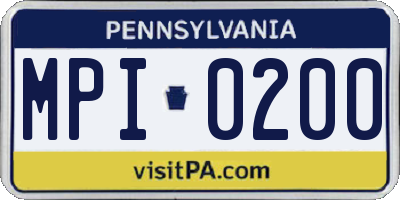 PA license plate MPI0200