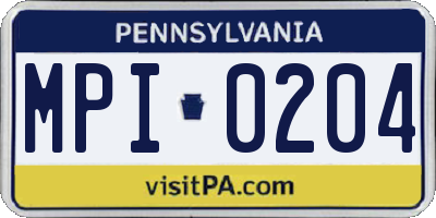 PA license plate MPI0204