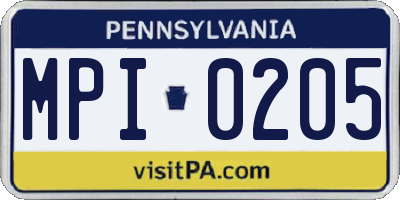PA license plate MPI0205