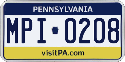 PA license plate MPI0208