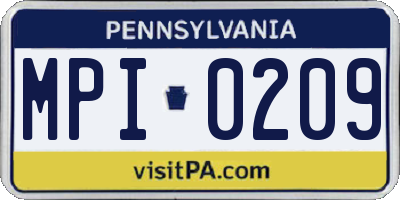 PA license plate MPI0209