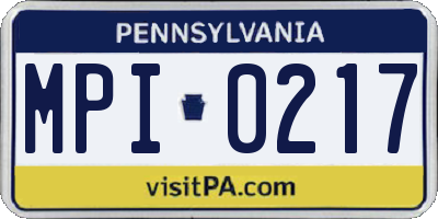 PA license plate MPI0217