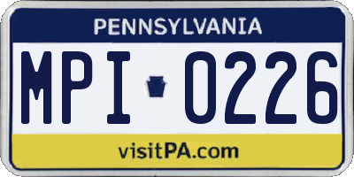 PA license plate MPI0226