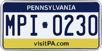 PA license plate MPI0230
