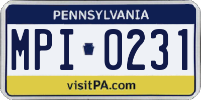 PA license plate MPI0231
