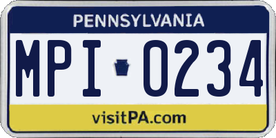PA license plate MPI0234