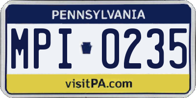PA license plate MPI0235