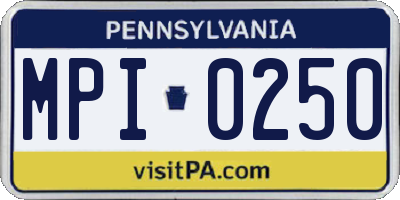 PA license plate MPI0250