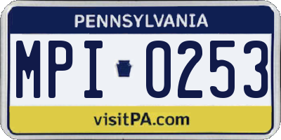 PA license plate MPI0253