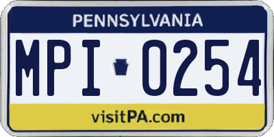 PA license plate MPI0254