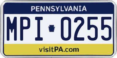 PA license plate MPI0255