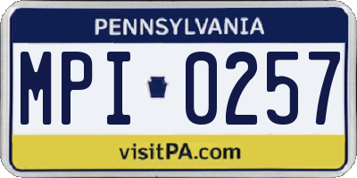 PA license plate MPI0257