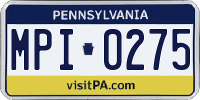 PA license plate MPI0275