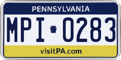 PA license plate MPI0283