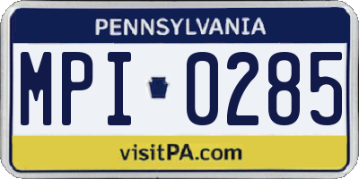 PA license plate MPI0285