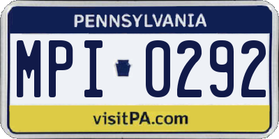PA license plate MPI0292