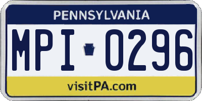 PA license plate MPI0296