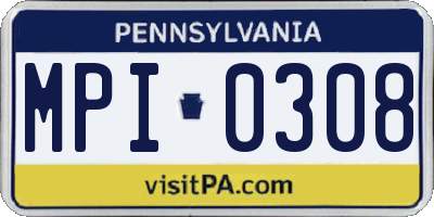 PA license plate MPI0308