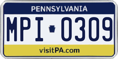 PA license plate MPI0309