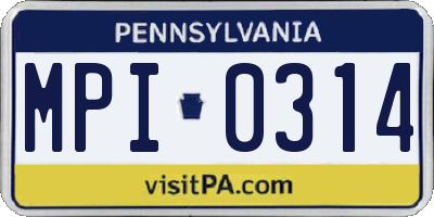 PA license plate MPI0314