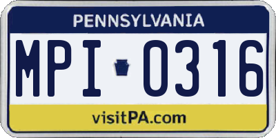 PA license plate MPI0316