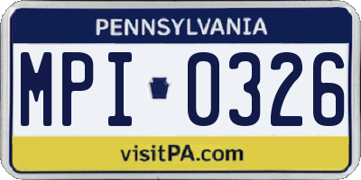 PA license plate MPI0326