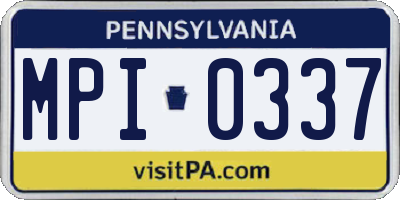 PA license plate MPI0337