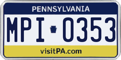 PA license plate MPI0353