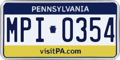 PA license plate MPI0354