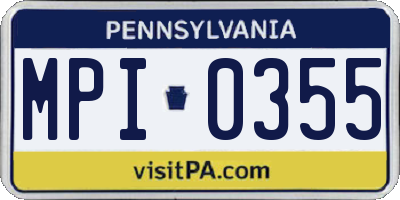 PA license plate MPI0355