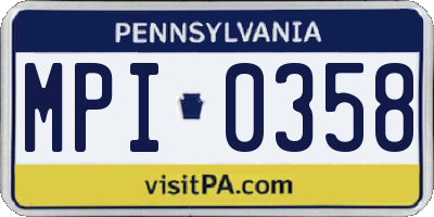 PA license plate MPI0358