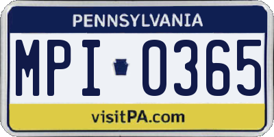 PA license plate MPI0365